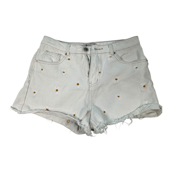 Sixty-Six LA‎ Denim Shorts Daisy Embroidered Frayed Hem Casual Cute Size 11 - Picture 1 of 8